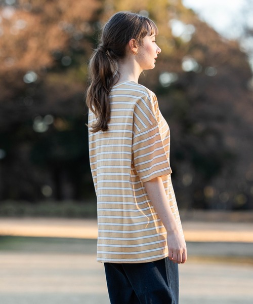 OUTDOOR PRODUCTS APPAREL(アウトドアプロダクツアパレル)の「マルチボーダーBIG ビッグシルエット Tシャツ(Tシャツ/カットソー・レディース・グリーン/イエロー/ネイビー/ベージュ・FREE)」の13枚目の写真