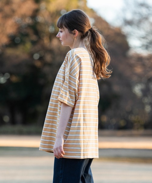 OUTDOOR PRODUCTS APPAREL(アウトドアプロダクツアパレル)の「マルチボーダーBIG ビッグシルエット Tシャツ(Tシャツ/カットソー・レディース・グリーン/イエロー/ネイビー/ベージュ・FREE)」の9枚目の写真