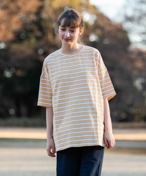 OUTDOOR PRODUCTS APPAREL(アウトドアプロダクツアパレル)の「マルチボーダーBIG ビッグシルエット Tシャツ(Tシャツ/カットソー・レディース・グリーン/イエロー/ネイビー/ベージュ・FREE)」の16枚目の写真