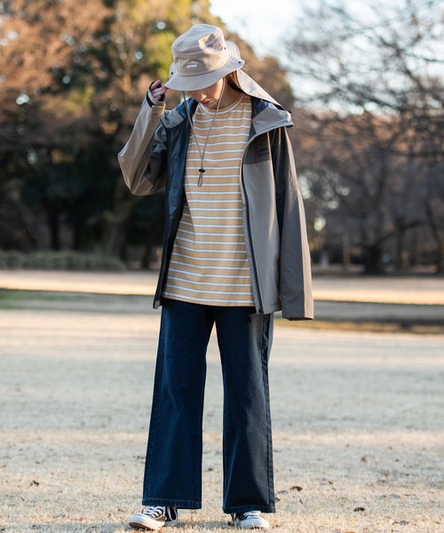 OUTDOOR PRODUCTS APPAREL(アウトドアプロダクツアパレル)の「マルチボーダーBIG ビッグシルエット Tシャツ(Tシャツ/カットソー・レディース・グリーン/イエロー/ネイビー/ベージュ・FREE)」の5枚目の写真