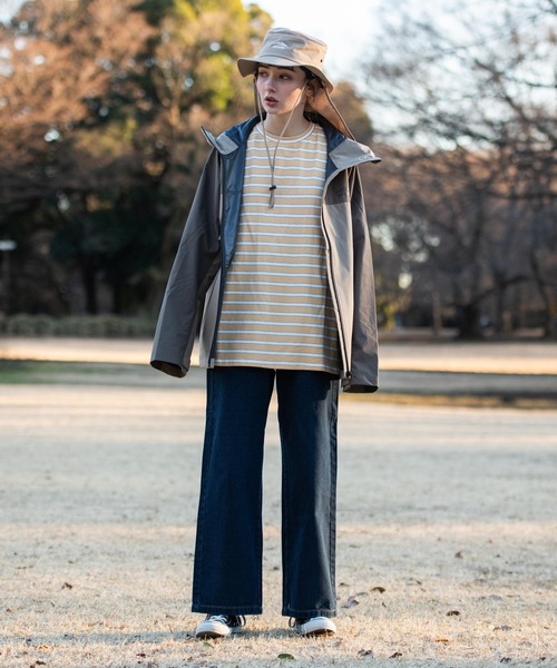 OUTDOOR PRODUCTS APPAREL(アウトドアプロダクツアパレル)の「マルチボーダーBIG ビッグシルエット Tシャツ(Tシャツ/カットソー・レディース・グリーン/イエロー/ネイビー/ベージュ・FREE)」の8枚目の写真