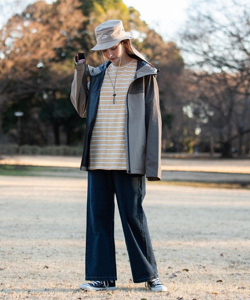 OUTDOOR PRODUCTS APPAREL(アウトドアプロダクツアパレル)の「マルチボーダーBIG ビッグシルエット Tシャツ(Tシャツ/カットソー・レディース・グリーン/イエロー/ネイビー/ベージュ・FREE)」の15枚目の写真