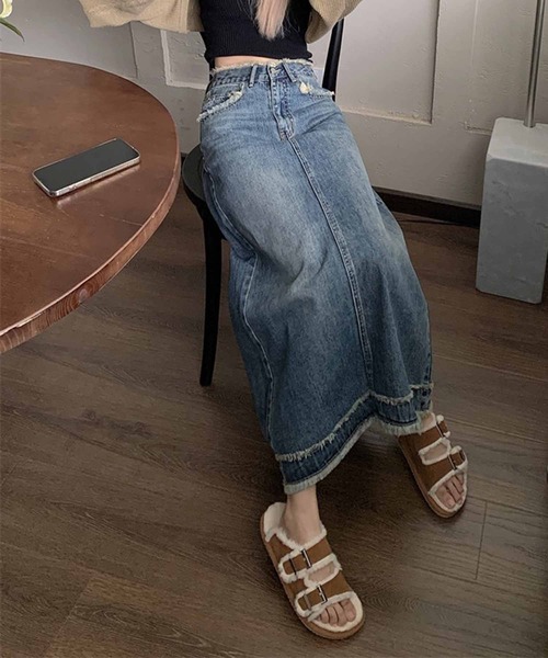 NANEA(ナネア)の「デニムロングスカート セミフレア(デニムスカート・レディース・インディゴブルー/ブラック/ブルー/ネイビー・ONE SIZE/SMALL/LARGE/MEDIUM/X-LARGE/X-SMALL)」の9枚目の写真