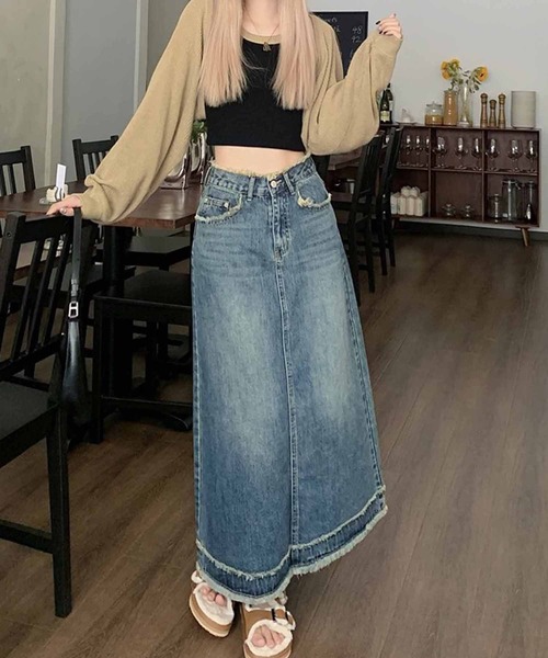 NANEA(ナネア)の「デニムロングスカート セミフレア(デニムスカート・レディース・インディゴブルー/ブラック/ブルー/ネイビー・ONE SIZE/SMALL/LARGE/MEDIUM/X-LARGE/X-SMALL)」の8枚目の写真