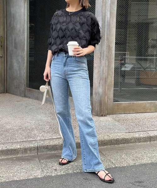 CAPRICIEUX LE'MAGE（カプリシューレマージュ）の「ハーフスリーブフリンジブラウス（シャツ/ブラウス・レディース・ブラック/アイボリー・FREE）」の10枚目の写真