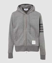 RELAXED FIT ZIP UP HOODIE W/ TONAL 4 BAR SLEEVE IN LOOPBACK