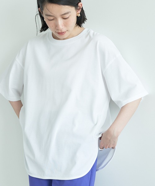 AMERICAN HOLIC（アメリカンホリック）の「抗菌防臭ラウンドテールカットプルオーバー（Tシャツ/カットソー・レディース・ピンク/イエロー/ブラック/オフホワイト/グレイッシュベージュ/ブルー・L/M）」の2枚目の写真