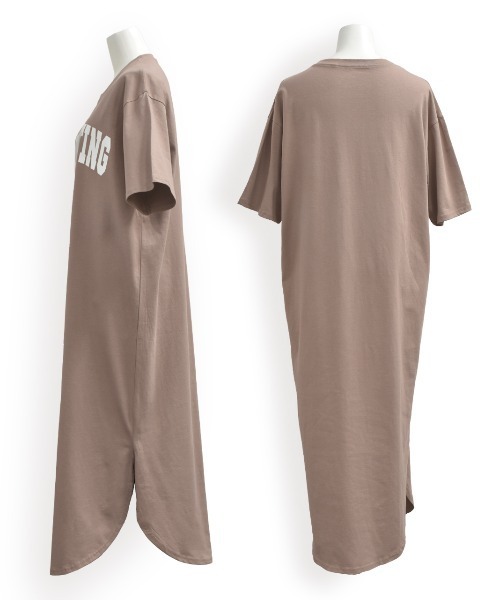 ad thie（アドティエ）の「ロゴスウェット プリント スリット入り 半袖Tシャツ ワンピース（ワンピース・レディース・ブラック/グリーン/チャコール/スカイブルー/ダークブラウン/ブルーグレー/ベビーピンク/ブラウン・FREE/LL）」の10枚目の写真