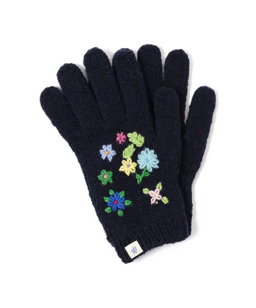 BEAMS BOY(ビームスボーイ)の「BEAMS BOY / 手編み 花刺繍 グローブ(手袋・レディース・チャコールグレー/ネイビー/オフホワイト・ONE SIZE)」の7枚目の写真
