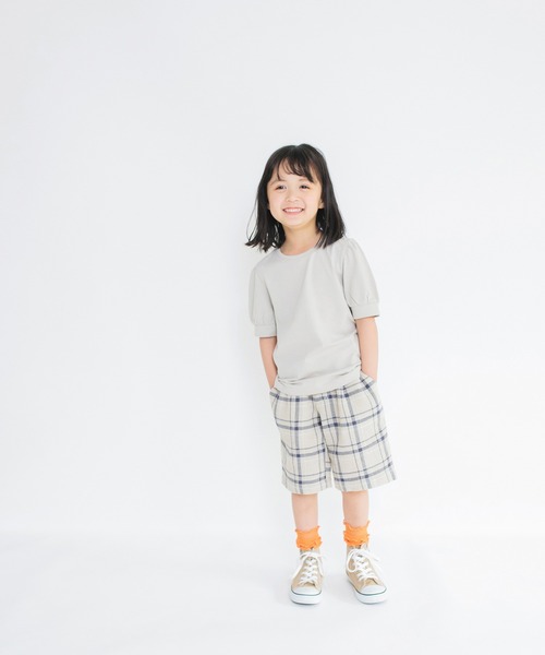 BRANSHES（ブランシェス）の「パフスリーブ5分袖Tシャツ（Tシャツ/カットソー・キッズ・オフホワイト/ブラック/グレイッシュベージュ/ブルー/ライトグリーン・120/130/100/110/140）」の18枚目の写真