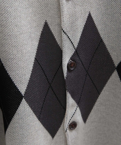 NILWAY(ニルウェイ)の「アーガイル柄オーバーサイズ 半袖 ポロニット(ニット/セーター・メンズ・グレー/グリーン/ネイビー/ブラック/アイボリー・LARGE/MEDIUM)」の14枚目の写真