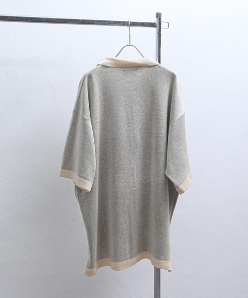 NILWAY(ニルウェイ)の「アーガイル柄オーバーサイズ 半袖 ポロニット(ニット/セーター・メンズ・グレー/グリーン/ネイビー/ブラック/アイボリー・LARGE/MEDIUM)」の6枚目の写真