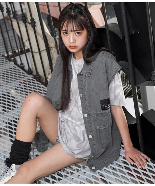 ANAP GiRL（アナップガール）の「デニムBIG刺繍ベスト（ベスト）」 - WEAR