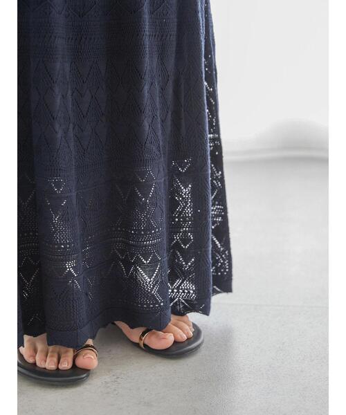 AMERICAN HOLIC（アメリカンホリック）の「透かし編みニットスカート（スカート・レディース・オフホワイト/ネイビー・L/M）」の11枚目の写真