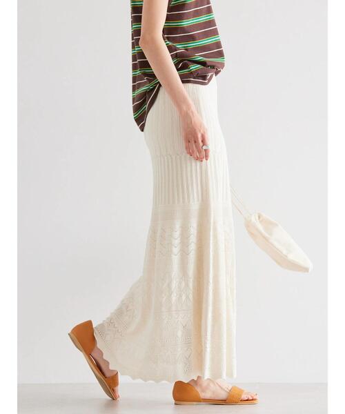 AMERICAN HOLIC（アメリカンホリック）の「透かし編みニットスカート（スカート・レディース・オフホワイト/ネイビー・L/M）」の15枚目の写真