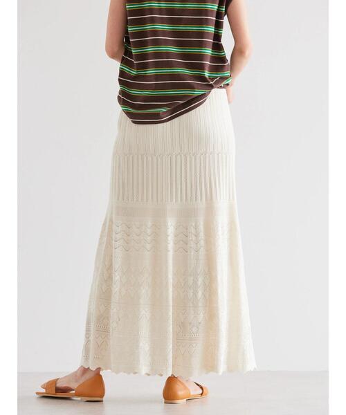 AMERICAN HOLIC（アメリカンホリック）の「透かし編みニットスカート（スカート・レディース・オフホワイト/ネイビー・L/M）」の16枚目の写真