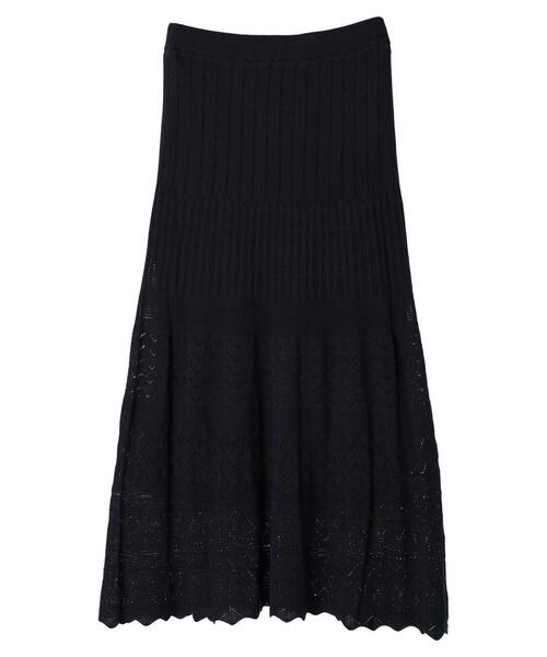 AMERICAN HOLIC（アメリカンホリック）の「透かし編みニットスカート（スカート・レディース・オフホワイト/ネイビー・L/M）」の21枚目の写真