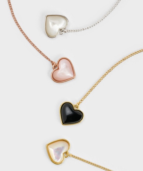 CHARLES & KEITH（チャールズ & キース）の「ハートストーン ドロップピアス（ピアス（両耳用）・レディース・ゴールド系その他/ブラック/シルバー・FREE）」の7枚目の写真