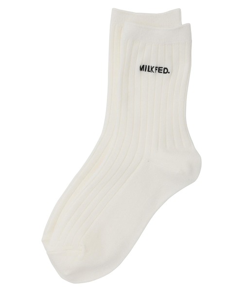 MILKFED.(ミルクフェド)の「BASIC LOGO SOCKS(ソックス/靴下・レディース・チャコール/ベージュ/ライトピンク/ホワイト・ONE SIZE)」の2枚目の写真