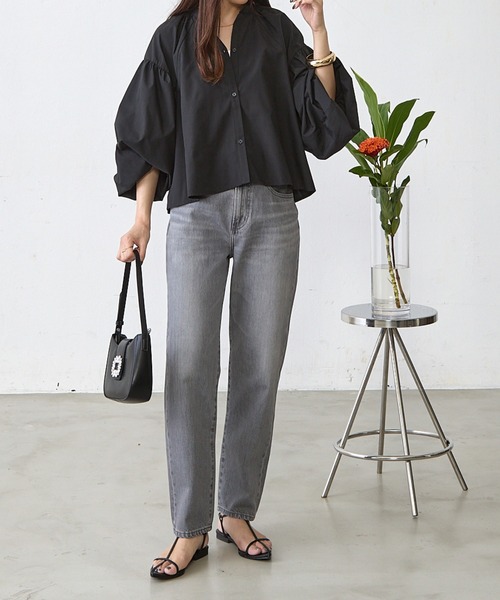 Shelly island（シェリーアイランド）の「ボリューム袖クロップドブラウス（シャツ/ブラウス・レディース・ホワイト/ブラック・FREE）」の20枚目の写真