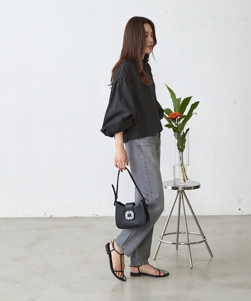 Shelly island（シェリーアイランド）の「ボリューム袖クロップドブラウス（シャツ/ブラウス・レディース・ホワイト/ブラック・FREE）」の21枚目の写真