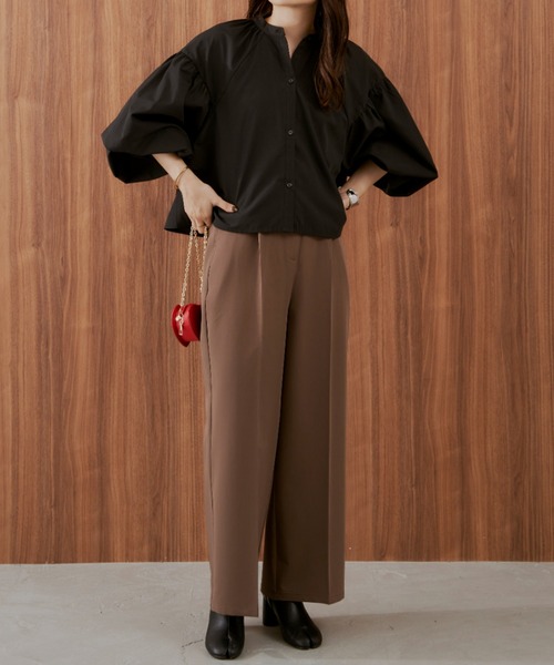 Shelly island（シェリーアイランド）の「ボリューム袖クロップドブラウス（シャツ/ブラウス・レディース・ホワイト/ブラック・FREE）」の15枚目の写真