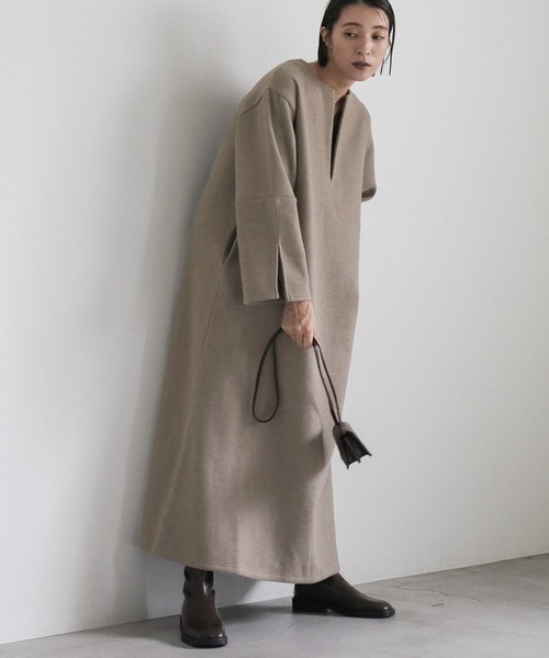 select MOCA(セレクトモカ)の「キーネックスリットスリーブワンピース(ワンピース・レディース・カーキオリーブ/ブラック/グレイッシュベージュ・FREE)」の7枚目の写真
