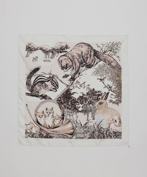 ROPE'（ロペ）の「ROPE'アーカイブパターンシルクスカーフ/Sサイズ（バンダナ/スカーフ・レディース・サックスブルー/ベージュ/ホワイト/スミクロ/オレンジ/オフホワイト・FREE）」の2枚目の写真