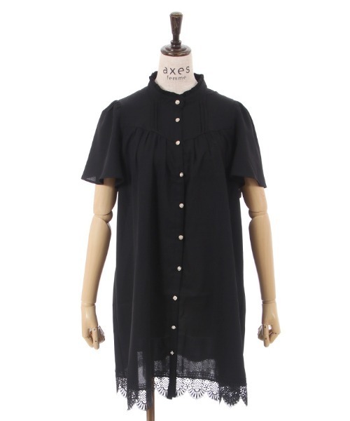axes femme(アクシーズファム)の「裾レース切替チュニック(チュニック・レディース・ブルー/ブラック/パープル・FREE)」の2枚目の写真