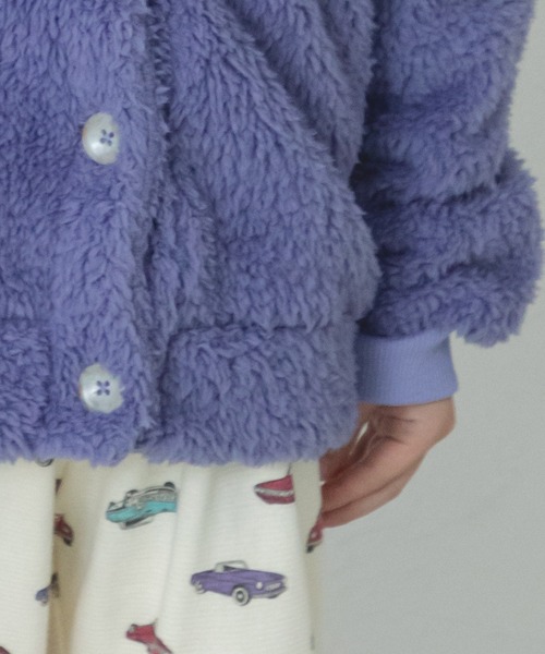 ボアフリース Vネック 袖リブ カーディガン（カーディガン/ボレロ