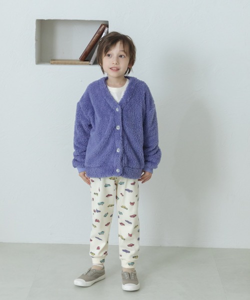 pairmanon（ペアマノン）の「ボアフリース Vネック 袖リブ カーディガン（カーディガン/ボレロ・キッズ・パープル/ブラック/ベージュ/アイボリー・110/150/130/120/140/90/100）」の12枚目の写真