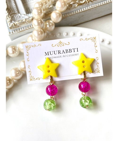 tone(トーン)の「【MUURABBTI】星ボタンのイヤリング (MA)(イヤリング・レディース・レッド/ブルー/オレンジ系その他/ホワイト/ピンク/イエロー系その他/ピンク系その他/その他・FREE)」の8枚目の写真