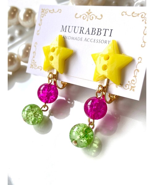 tone(トーン)の「【MUURABBTI】星ボタンのイヤリング (MA)(イヤリング・レディース・レッド/ブルー/オレンジ系その他/ホワイト/ピンク/イエロー系その他/ピンク系その他/その他・FREE)」の10枚目の写真