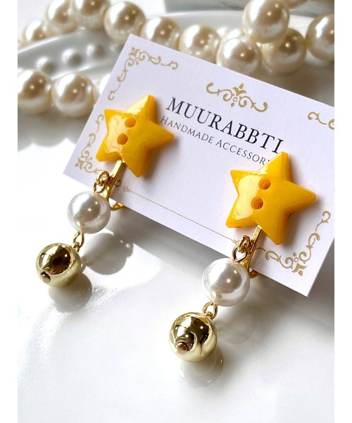 tone(トーン)の「【MUURABBTI】星ボタンのイヤリング (MA)(イヤリング・レディース・レッド/ブルー/オレンジ系その他/ホワイト/ピンク/イエロー系その他/ピンク系その他/その他・FREE)」の14枚目の写真