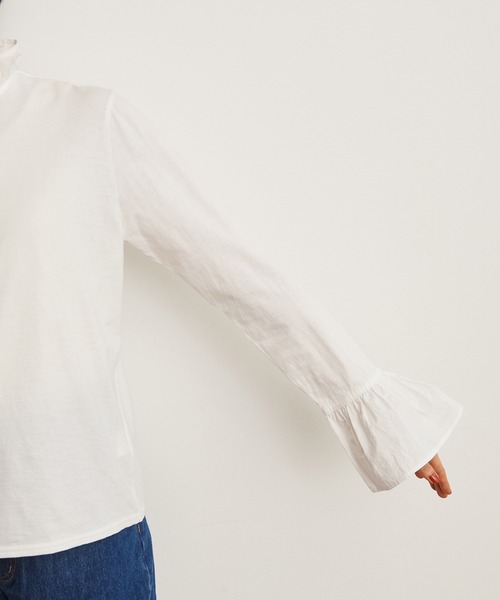売れ筋商品|||CHILD WOMAN チャイルドウーマン 30/1天竺 ワッシャーブロードフリルプルオーバー Dot＆Stripes CHILD WOMAN（ドットアンドストライプス