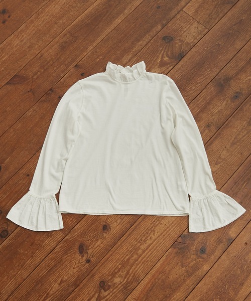 売れ筋商品|||CHILD WOMAN チャイルドウーマン 30/1天竺 ワッシャーブロードフリルプルオーバー Dot＆Stripes CHILD WOMAN（ドットアンドストライプス