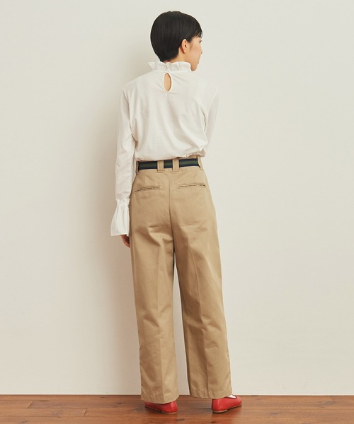 Dot＆Stripes CHILD WOMAN（ドットアンドストライプス　チャイルドウーマン）の「30/1天竺 ワッシャーブロードフリルプルオーバー（Tシャツ/カットソー・レディース・ホワイト/ブラック・FREE）」の7枚目の写真