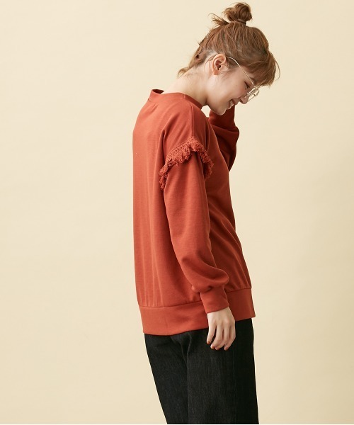 Le temps riche(ルタンリッシュ)の「レイヤード風フリンジプルオーバー <Le temps riche>(Tシャツ/カットソー・レディース・レンガ/ブラック・LL/M/L)」の9枚目の写真