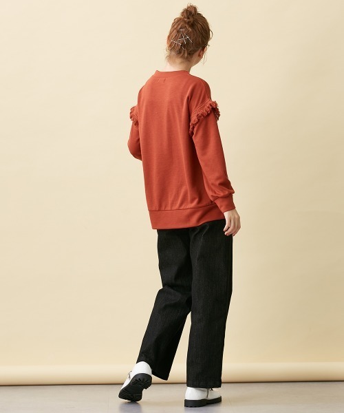 Le temps riche(ルタンリッシュ)の「レイヤード風フリンジプルオーバー <Le temps riche>(Tシャツ/カットソー・レディース・レンガ/ブラック・LL/M/L)」の12枚目の写真