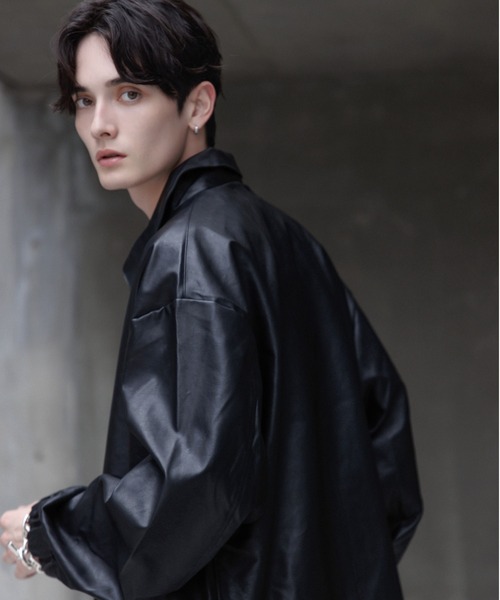 CavariA/キャバリア』オーバーサイズレザーライクJKT（ライダース