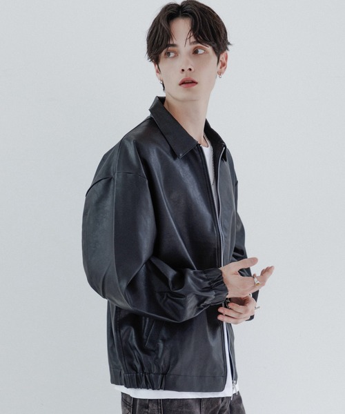 CavariA/キャバリア』オーバーサイズレザーライクJKT（ライダース