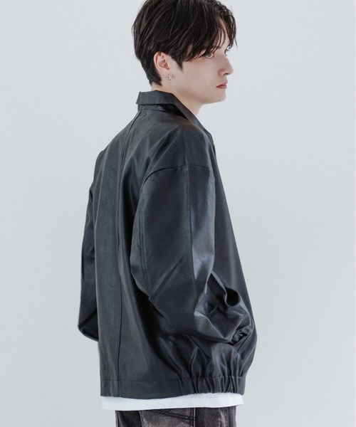 CavariA/キャバリア』オーバーサイズレザーライクJKT（ライダース