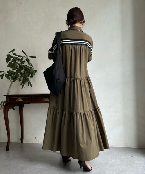 DouDou（ドゥドゥ）の「【WEB限定】 ラインリブシャツワンピース（シャツワンピース・レディース・グレー/カーキ・FREE）」の9枚目の写真
