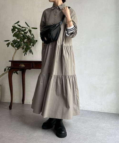 DouDou（ドゥドゥ）の「【WEB限定】 ラインリブシャツワンピース（シャツワンピース・レディース・グレー/カーキ・FREE）」の22枚目の写真