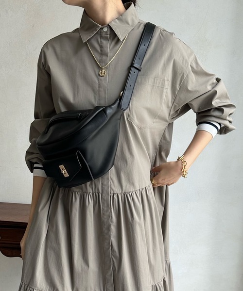 DouDou（ドゥドゥ）の「【WEB限定】 ラインリブシャツワンピース（シャツワンピース・レディース・グレー/カーキ・FREE）」の7枚目の写真