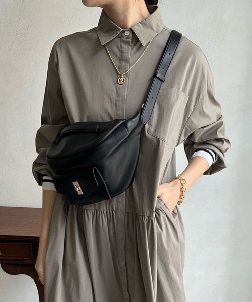 DouDou（ドゥドゥ）の「【WEB限定】 ラインリブシャツワンピース（シャツワンピース・レディース・グレー/カーキ・FREE）」の4枚目の写真