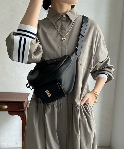 DouDou（ドゥドゥ）の「【WEB限定】 ラインリブシャツワンピース（シャツワンピース・レディース・グレー/カーキ・FREE）」の19枚目の写真