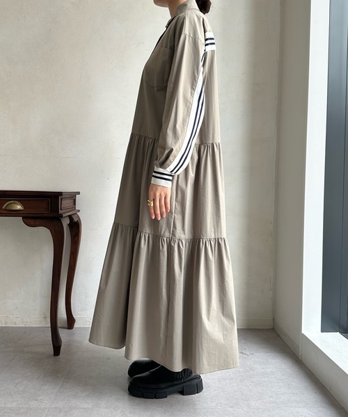 DouDou（ドゥドゥ）の「【WEB限定】 ラインリブシャツワンピース（シャツワンピース・レディース・グレー/カーキ・FREE）」の11枚目の写真