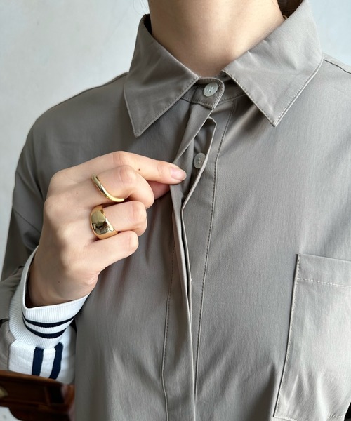 DouDou（ドゥドゥ）の「【WEB限定】 ラインリブシャツワンピース（シャツワンピース・レディース・グレー/カーキ・FREE）」の12枚目の写真