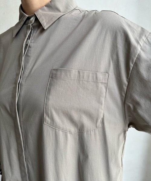 DouDou（ドゥドゥ）の「【WEB限定】 ラインリブシャツワンピース（シャツワンピース・レディース・グレー/カーキ・FREE）」の16枚目の写真